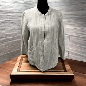 Eileen Fisher Organic Linen/ Cotton Blend Knit Gray Open
Casual Jacket -XS